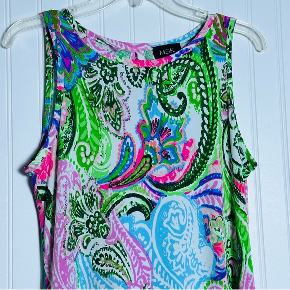 MSK Vibrant Paisley Maxi Dress Sleeveless multicolored  Size M Casual unlined - Picture 3 of 10